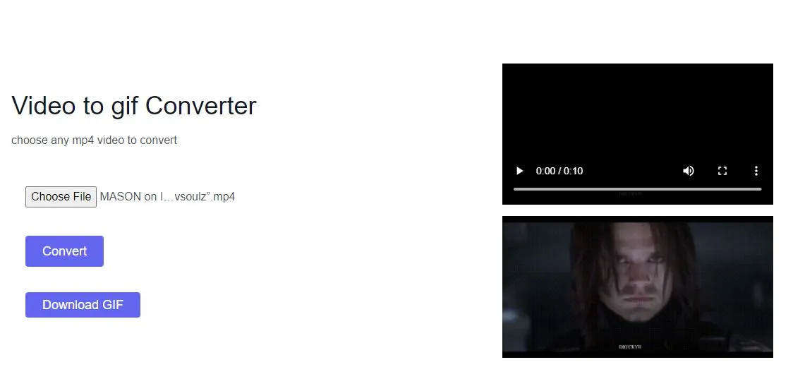 Vue app converting an MP4 video to a GIF with ffmpeg.wasm