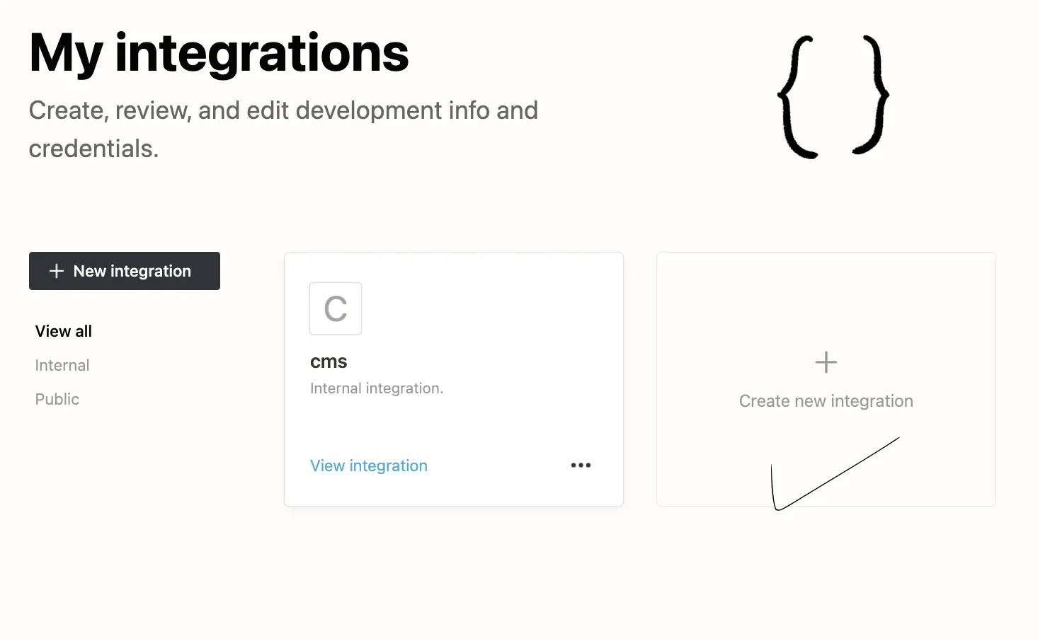 Creating a Notion integration to get an API token